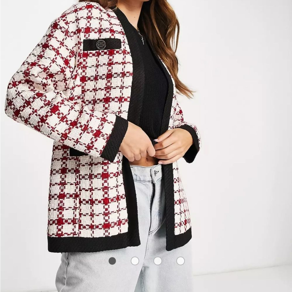 River island red boucle cardigan jacket - Picture 5 of 5